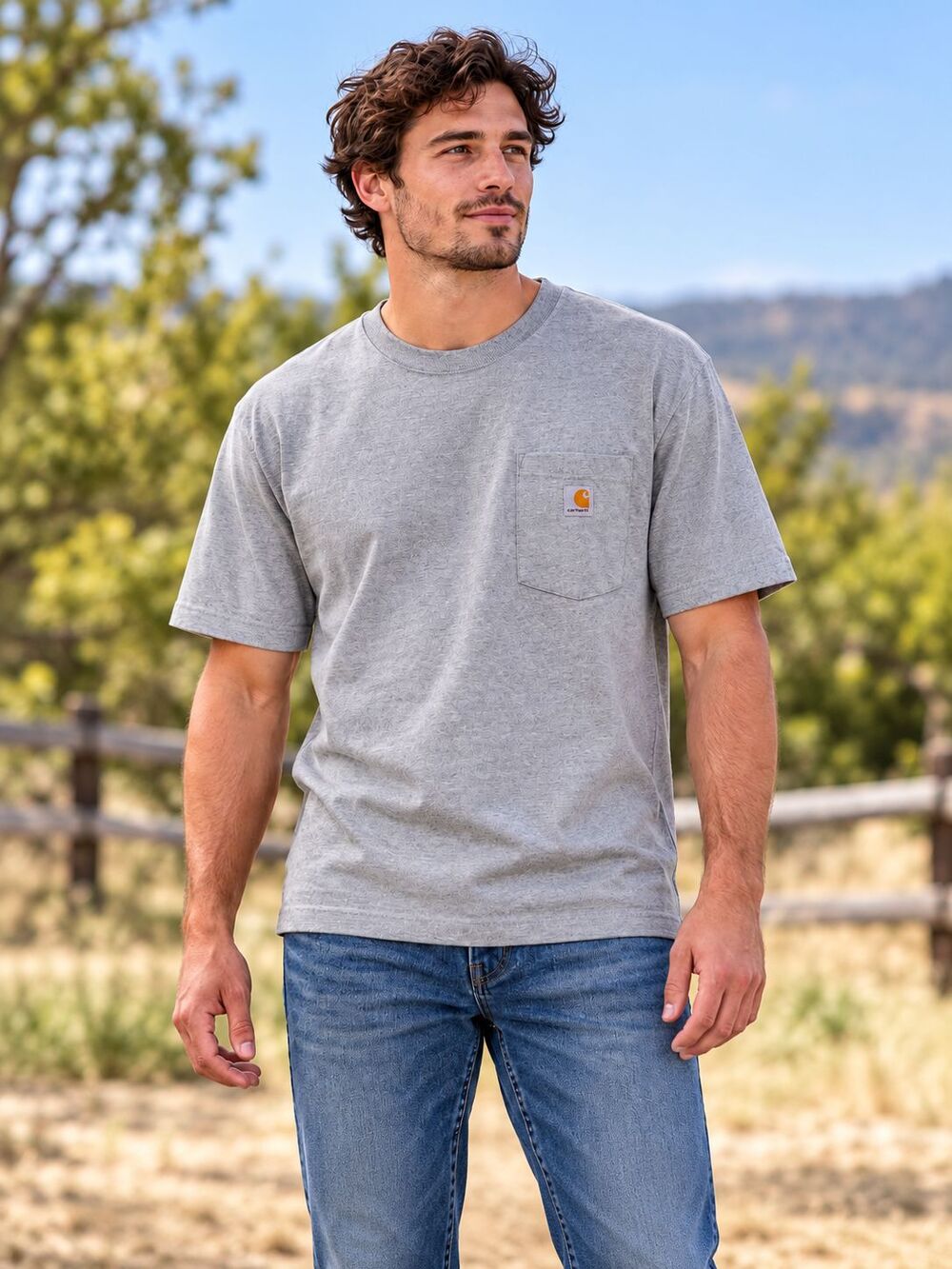 Carhartt Men's XL Original Fit Gray Pocket T-Shirt Short Sleeve Logo NWOT